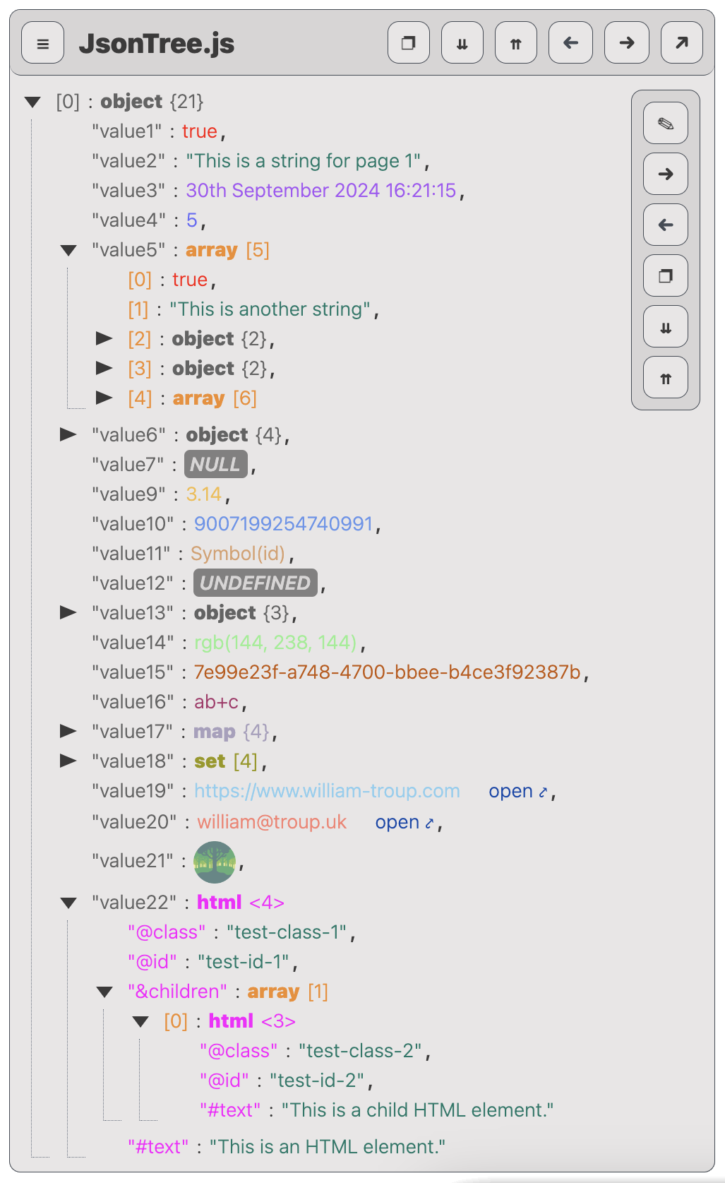JsonTree.js - JavaScript JSON Visualizer